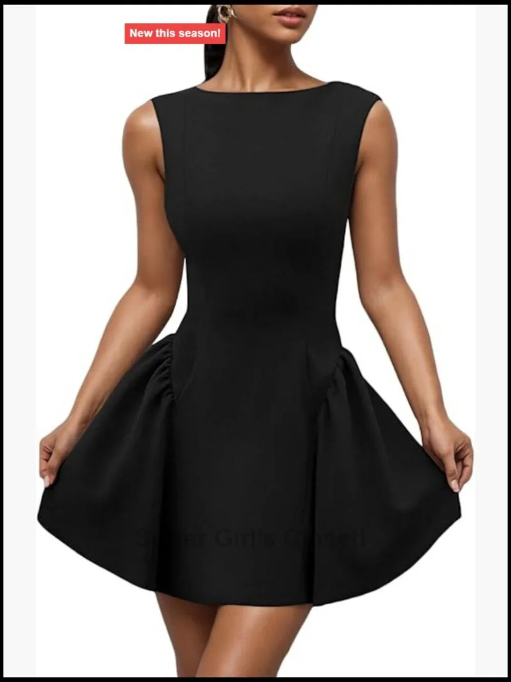 Sleeveless Backless Ruffle A-Line Mini Dress Cotton Blend