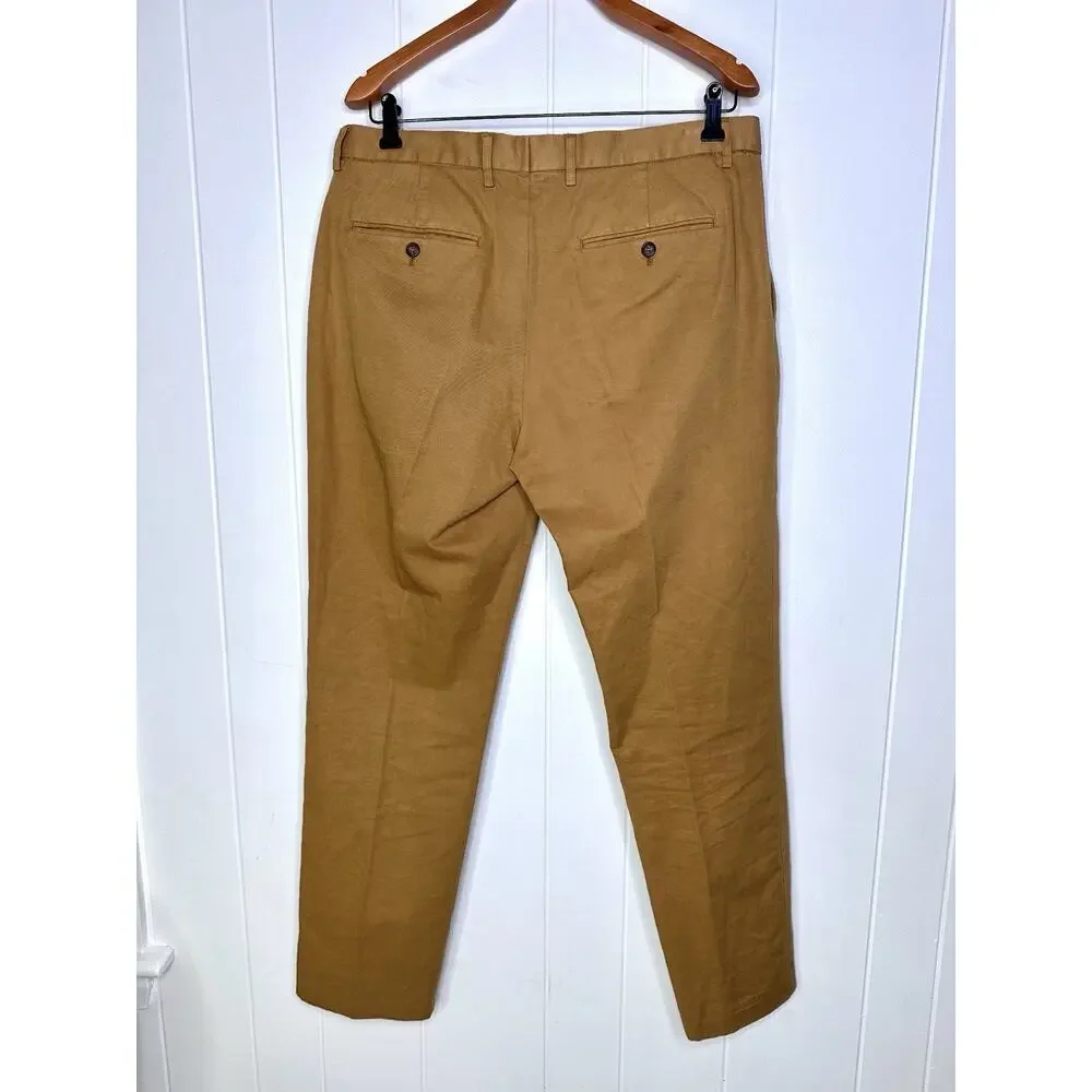 NWT J Crew Garment Dyed Cotton Linen Blend Chino suit PANT Mens 34x31 Carmel Tan