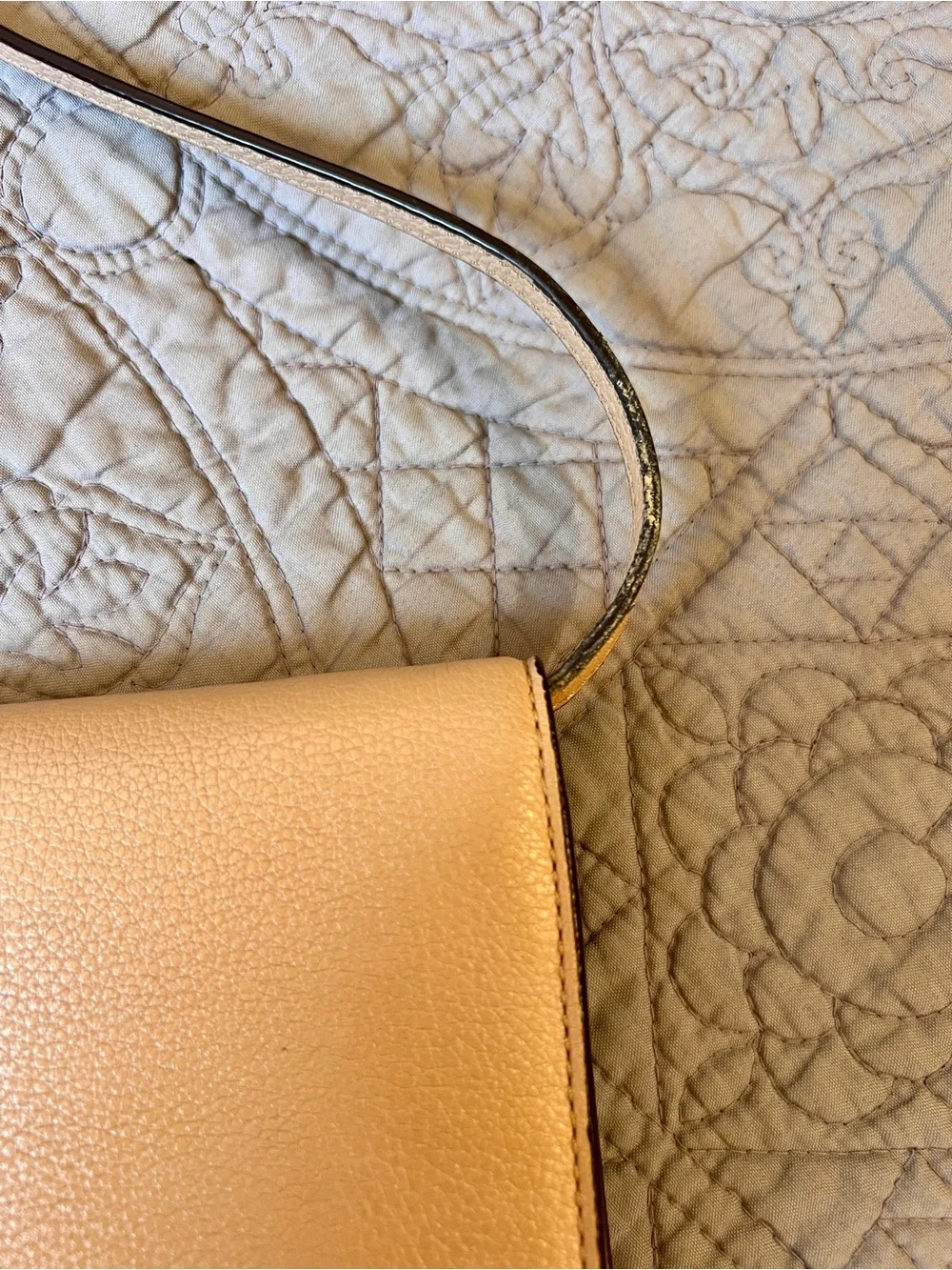 Coach Pebbled Leather Crossbody in Beige with Gold Hardware