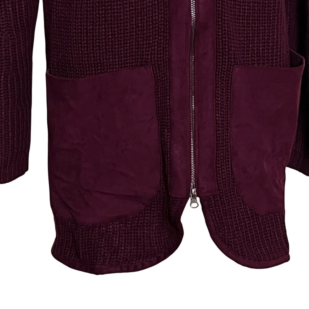 NY & Co‎ Womens M Burgundy Knit Cardigan Longline Sweater Cozy Heritage Academia