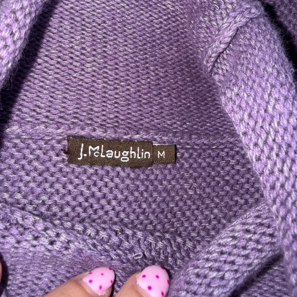 J.McLaughlin Sweater Women M Purple Excellent Mock Neck Cotton Knit Raglan