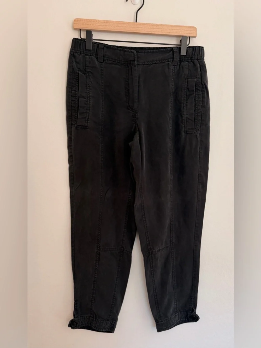 Eileen Fisher Black Tencel Pants XS Cropped Pull On Casual