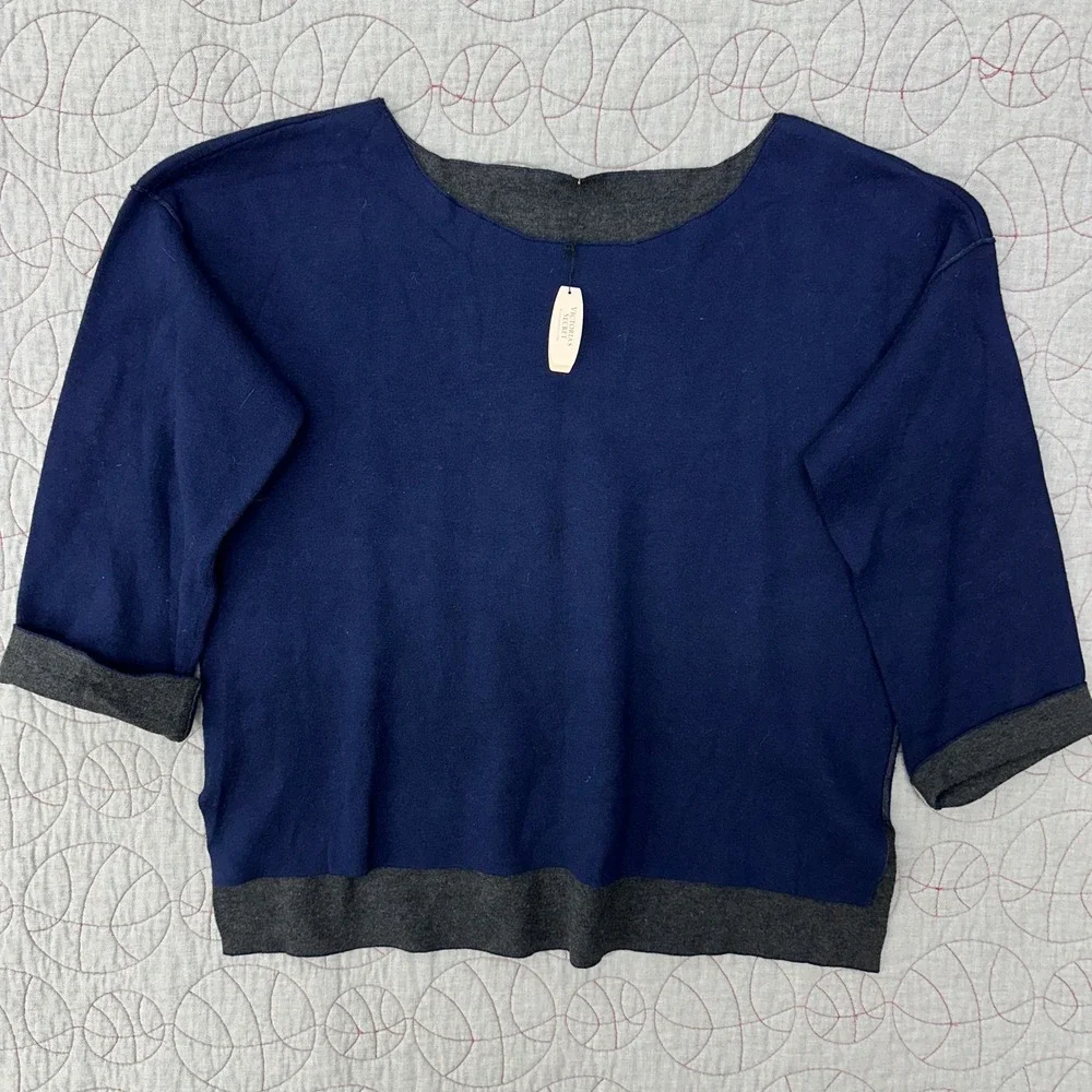 Victoria's Secret Reversible Sweater Navy‎ Gray Cashmere / Women's Medium