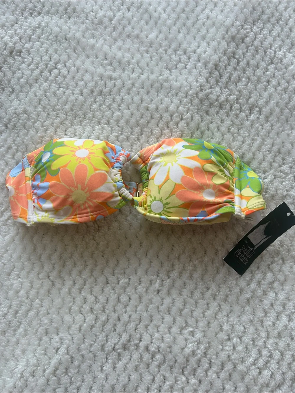 wild fable Floral Bandeau Bikini Top - Orange, Yellow, Green, White
