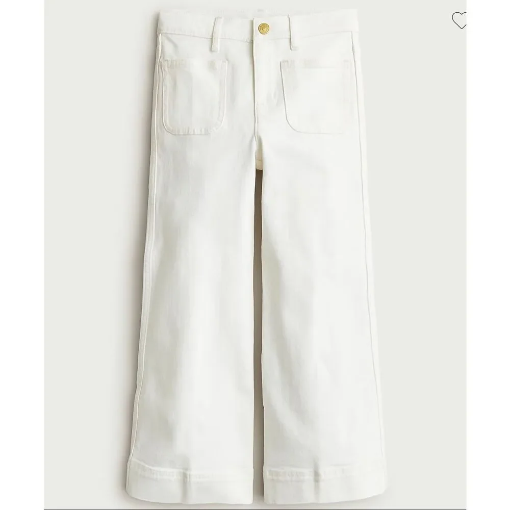 J.Crew Girls' Sailor stretch denim trouser in white  NWT size 5