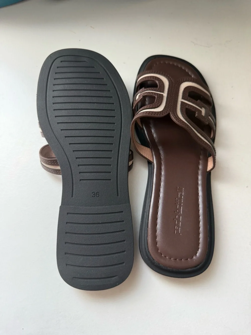 Women's Brown Slide Sandals, size 6