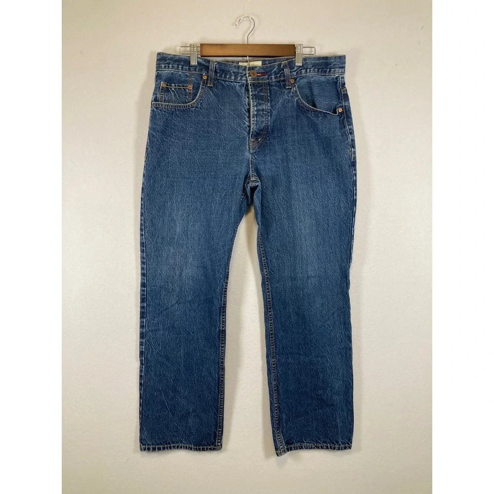 Aeropostale Essex Straight‎ Leg Jeans Womens 36x32 Blue Medium Wash Button Fly