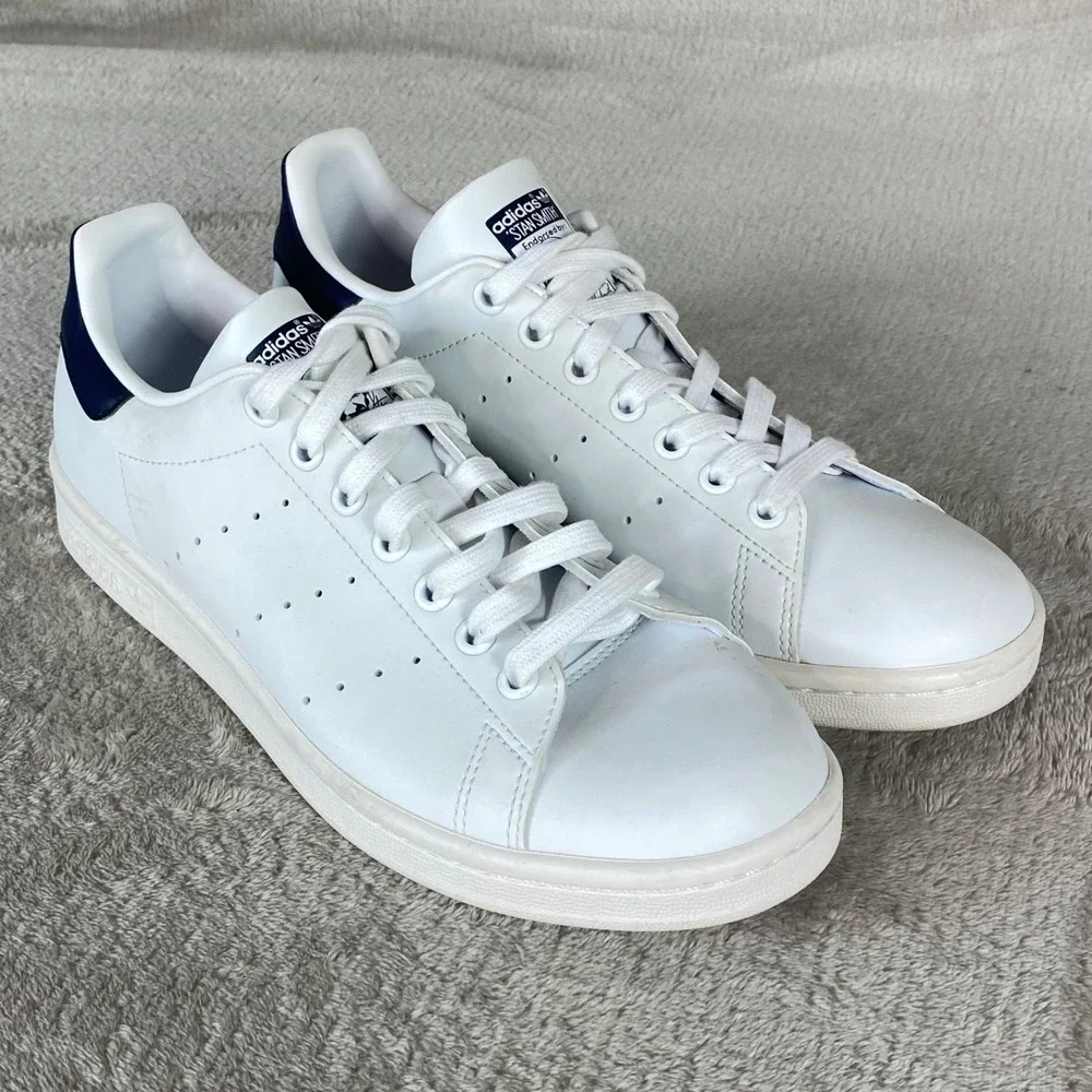 Adidas Stan Smith Mens Shoes Size 11.5 White Blue Leather Tennis Pickleball NEW