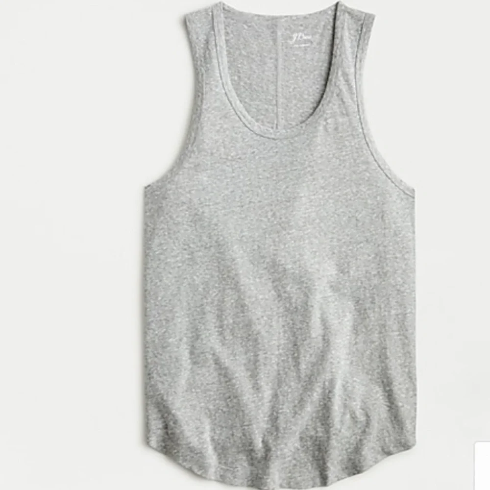 J CREW Weekend Longline Layering Textured Slub Cotton Grey Spring Tank Top