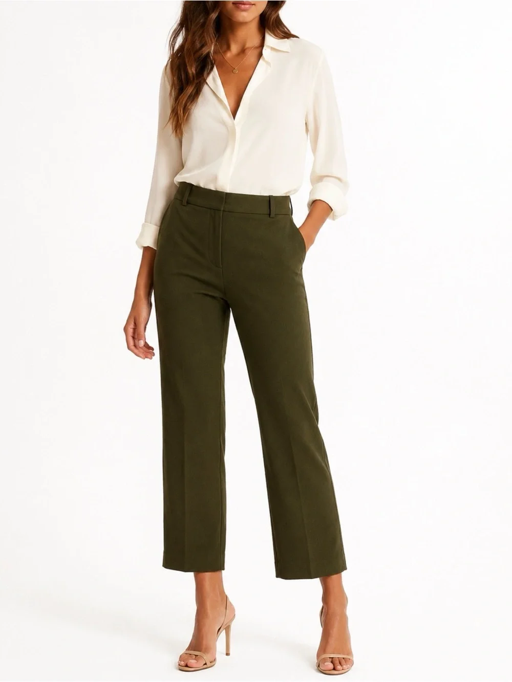 TALBOTS NEWPORT PANT — OLIVE GREEN 8P