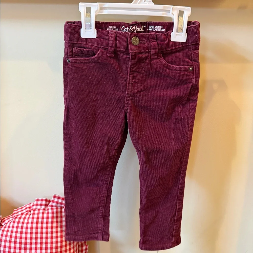 Cat & Jack Toddler Girl Skinny Burgundy FALL Corduroy Pants Size 2T