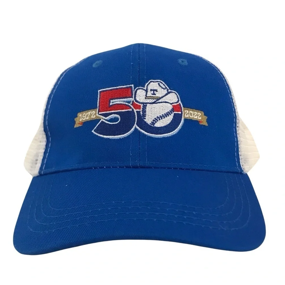 Idegy's Texas Rangers 50th Anniversary Adjustable Blue & White Baseball Cap