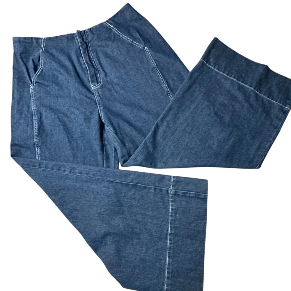 Cider Palazzo Jeans Women 0XL Blue Excellent Wide Leg Seam Denim