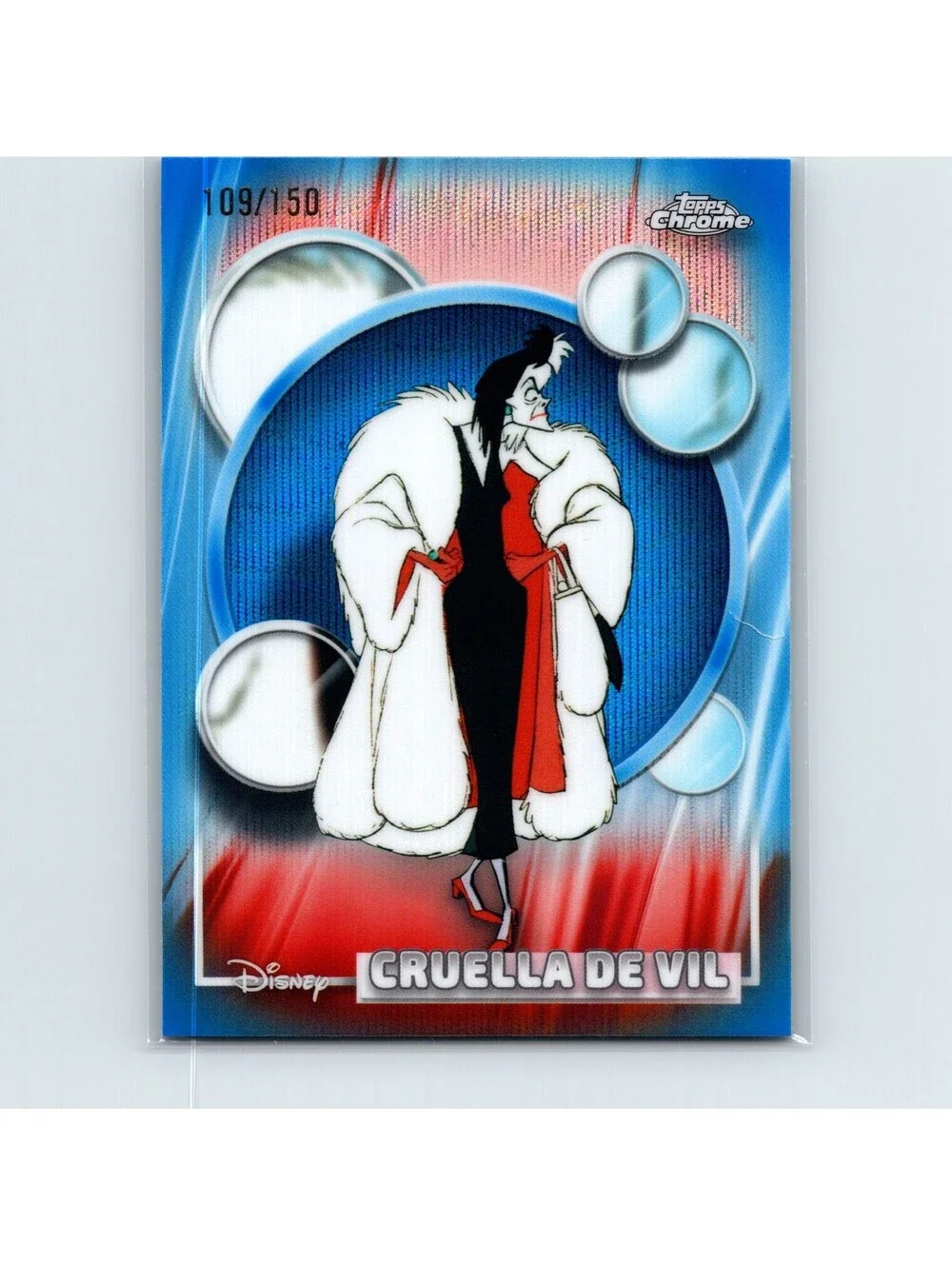 2026 Topps Chrome Disney Cruella De Vil #65 Blue Refractor #/150