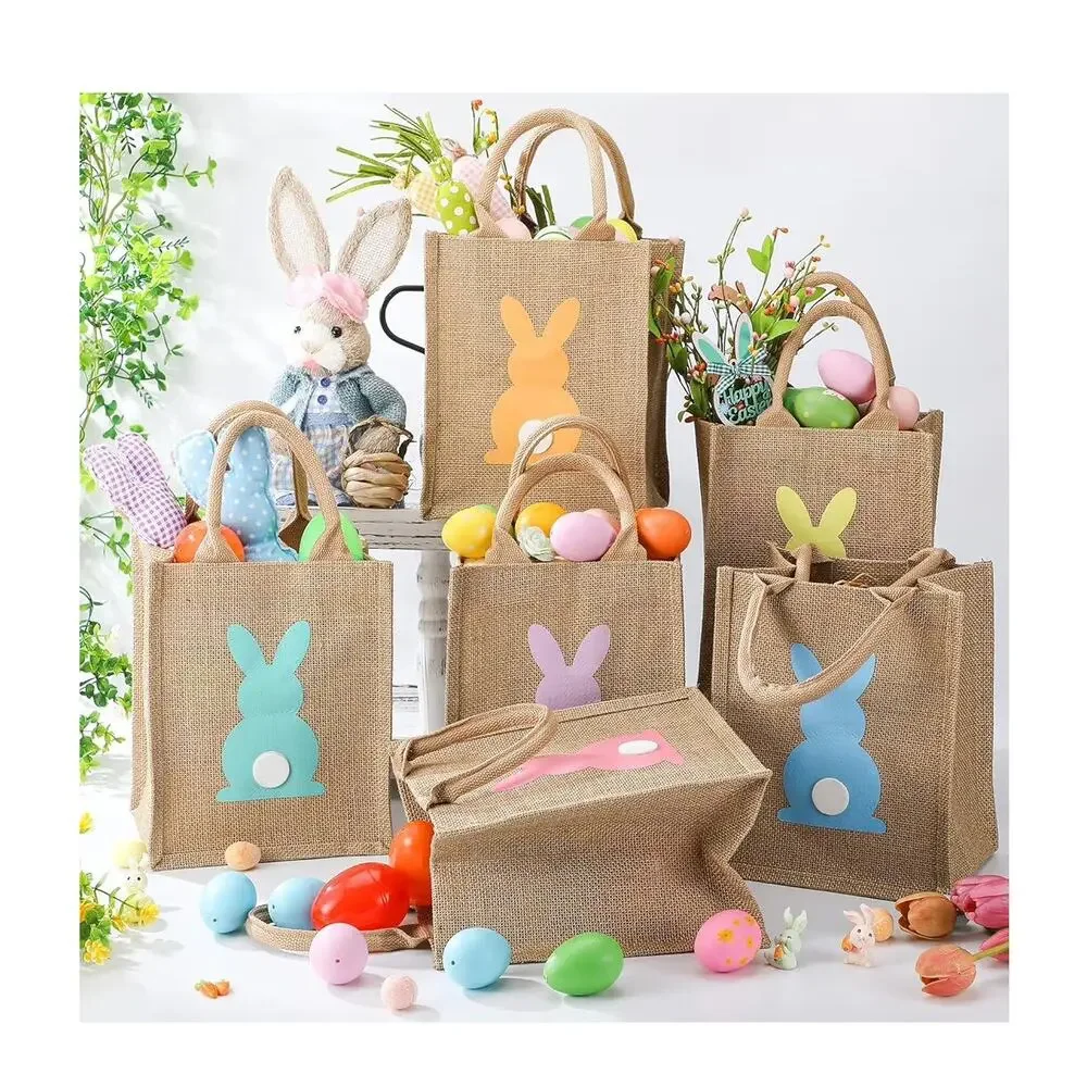 12 Pieces Easter Burlap Gift Bags