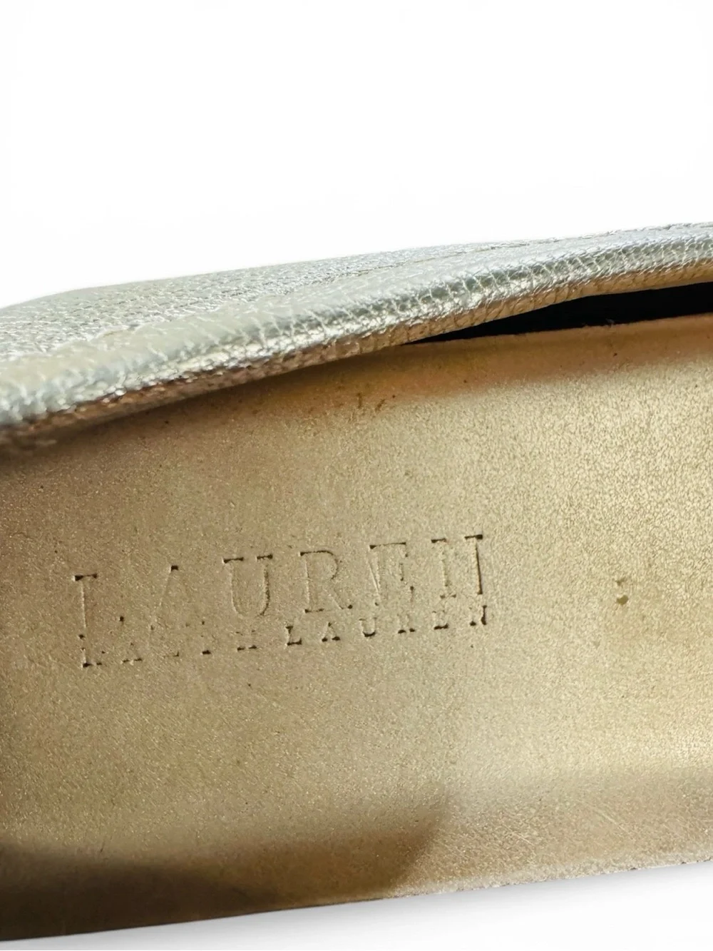 Ralph Lauren Metallic Gold Leather Ballet Loafers
