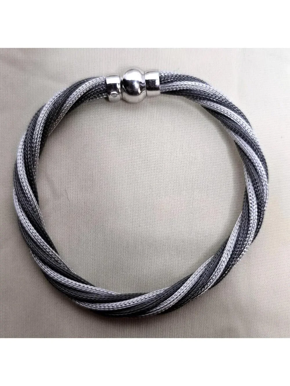 STERLING Silver Milor ITALY Cable Twist Magnetic Clasp BRACELET 7.25