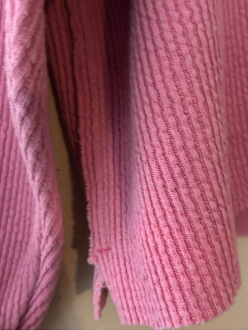 aerie  Sustainable  Real Good apparel textured Pink V-Neck Sweatshirt Pullover