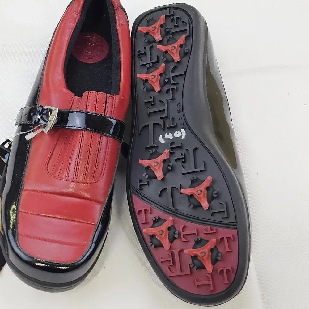 Tehama Smartec Air Golf Spikes Leather Buckle Loafers Shoes Brazil Womens 7.5M‎