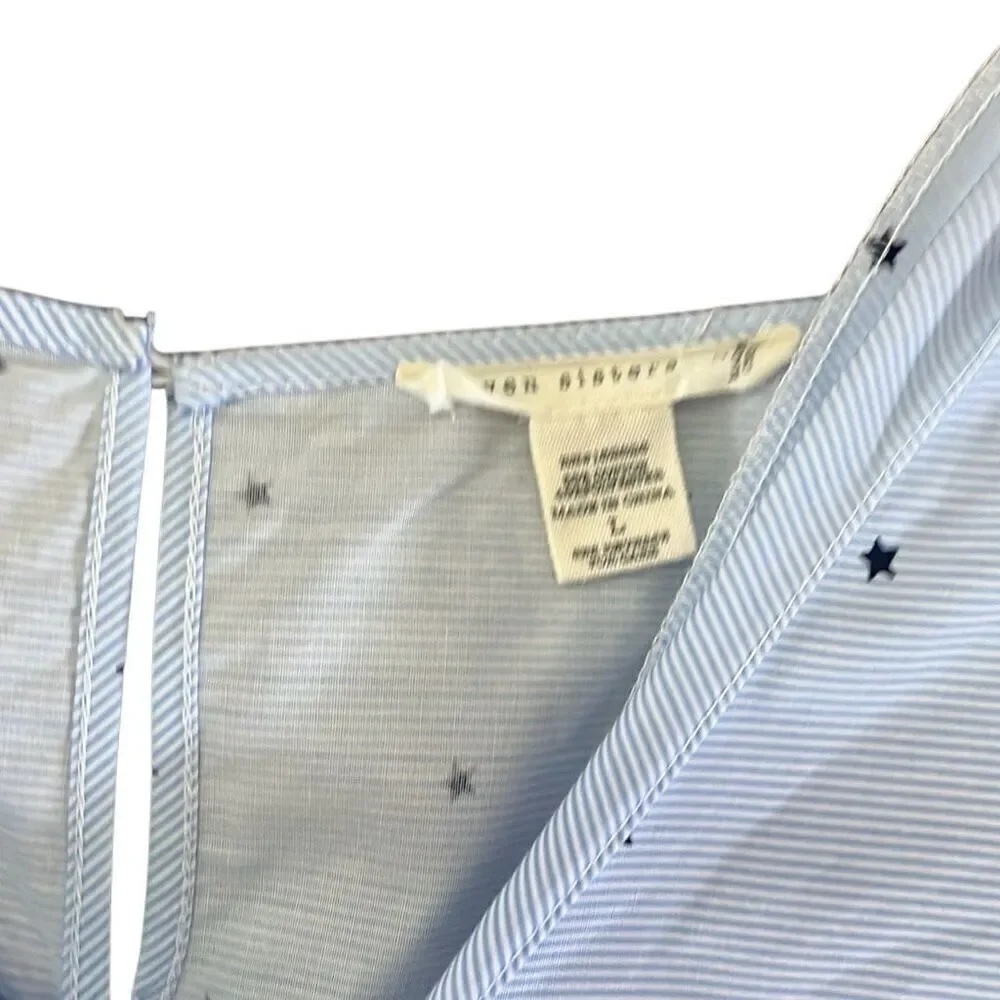 Seven sisters adorable striped and starred shirt, size, large bell sleeves.