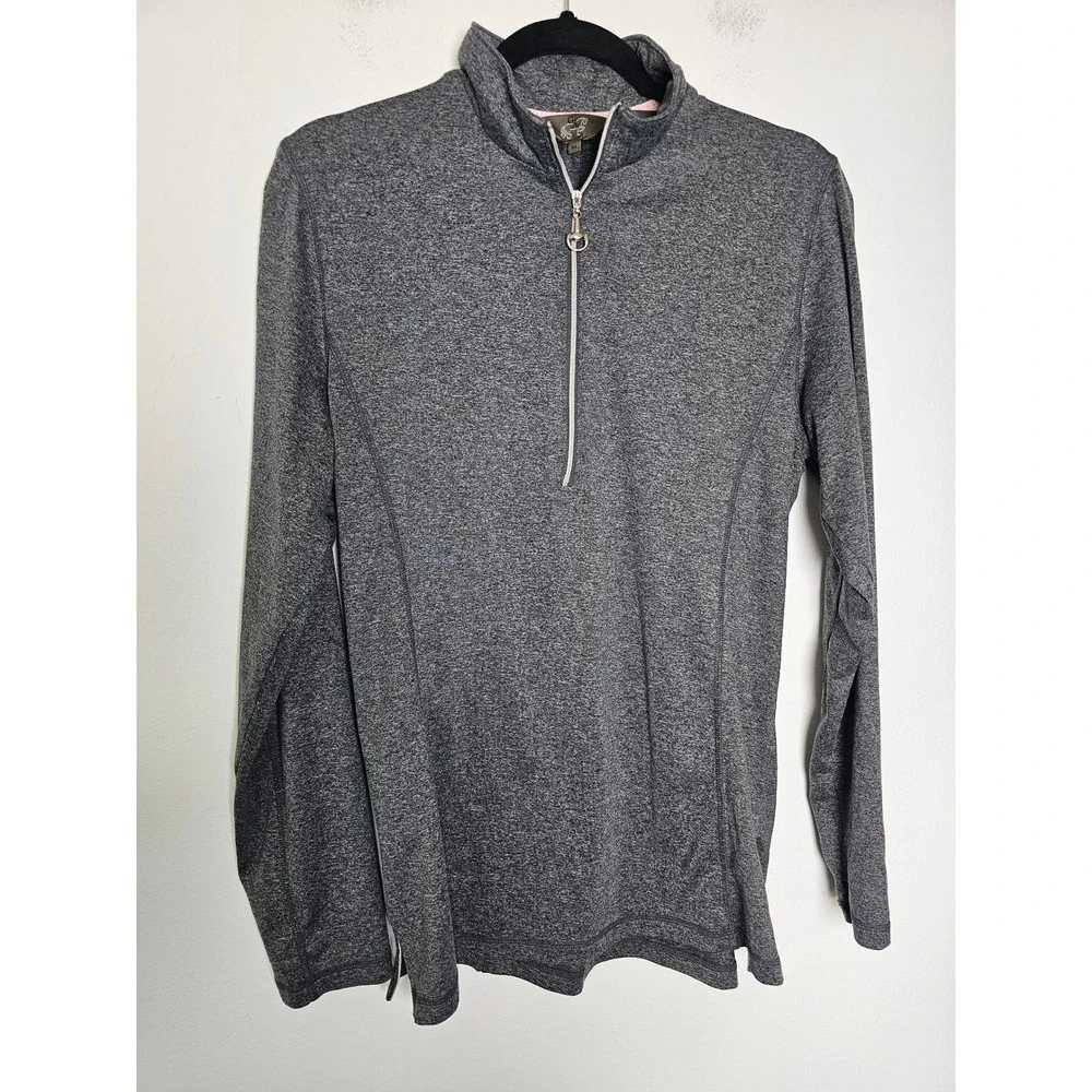 Equestrian Good Rider Quarter Zip Top Kids XL Gray Heather Long Sleeve 18016