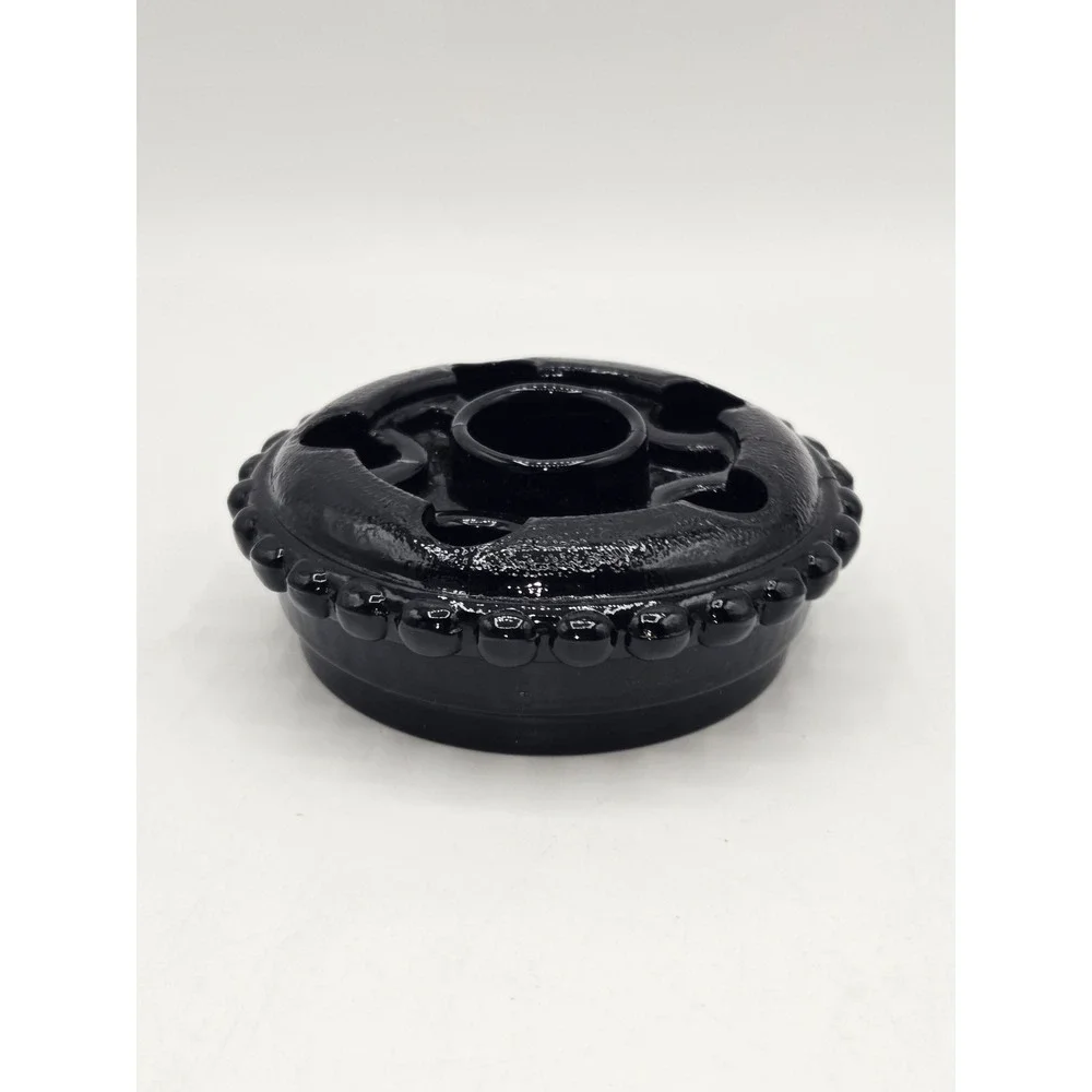 Fenton Black Glass‎ Hobnail Candleholder Ring Centerpiece