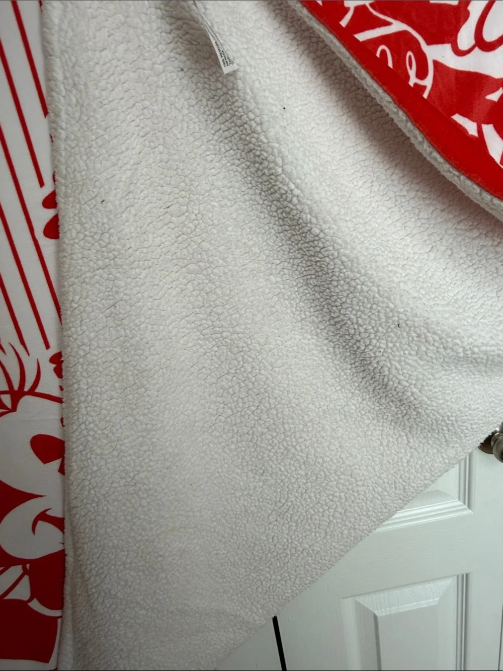 Disney Store Red and White Holiday Throw Blanket featuring Mickey & Minnie