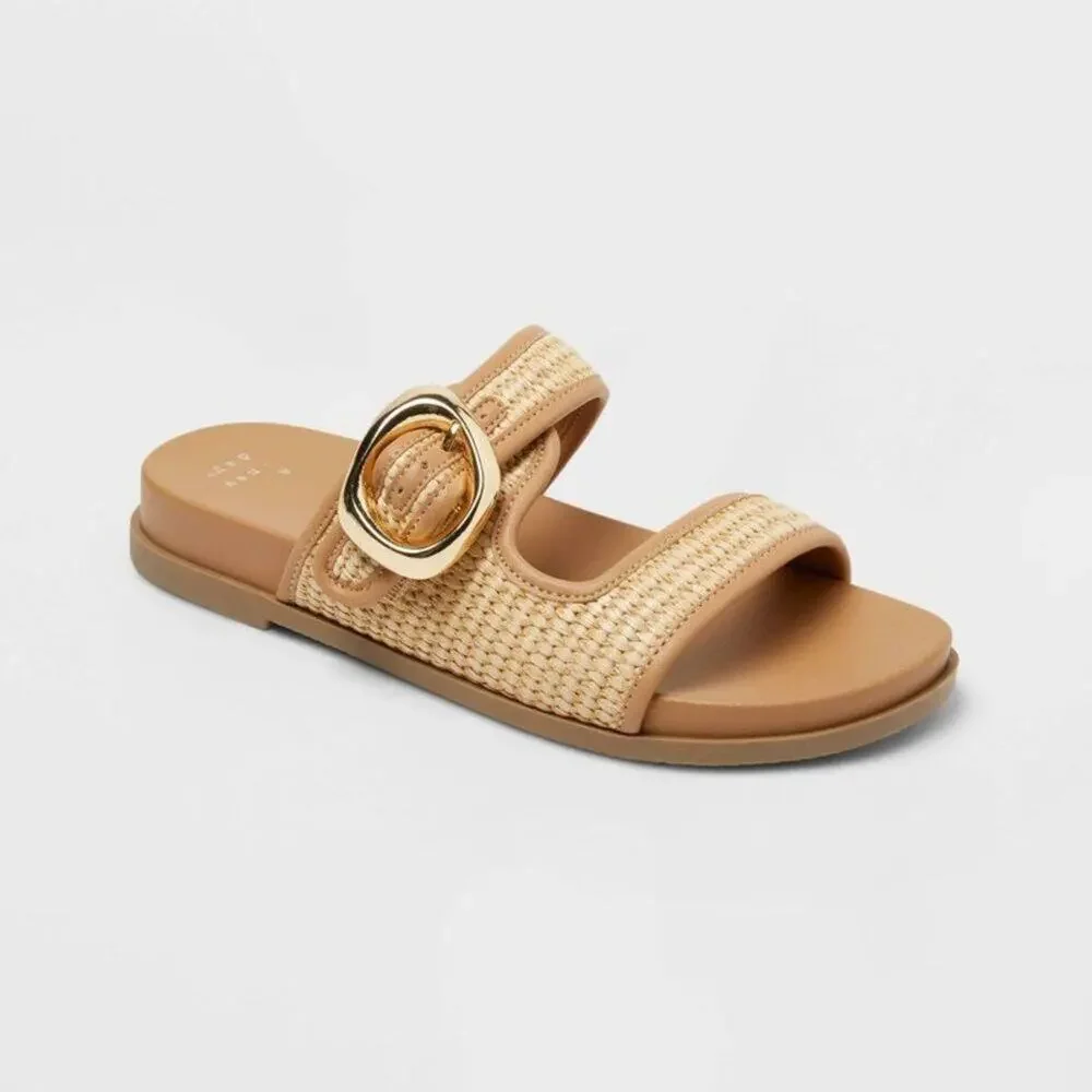 Womens Meg Sandals with Memory Foam Insole - A New Day - Beige