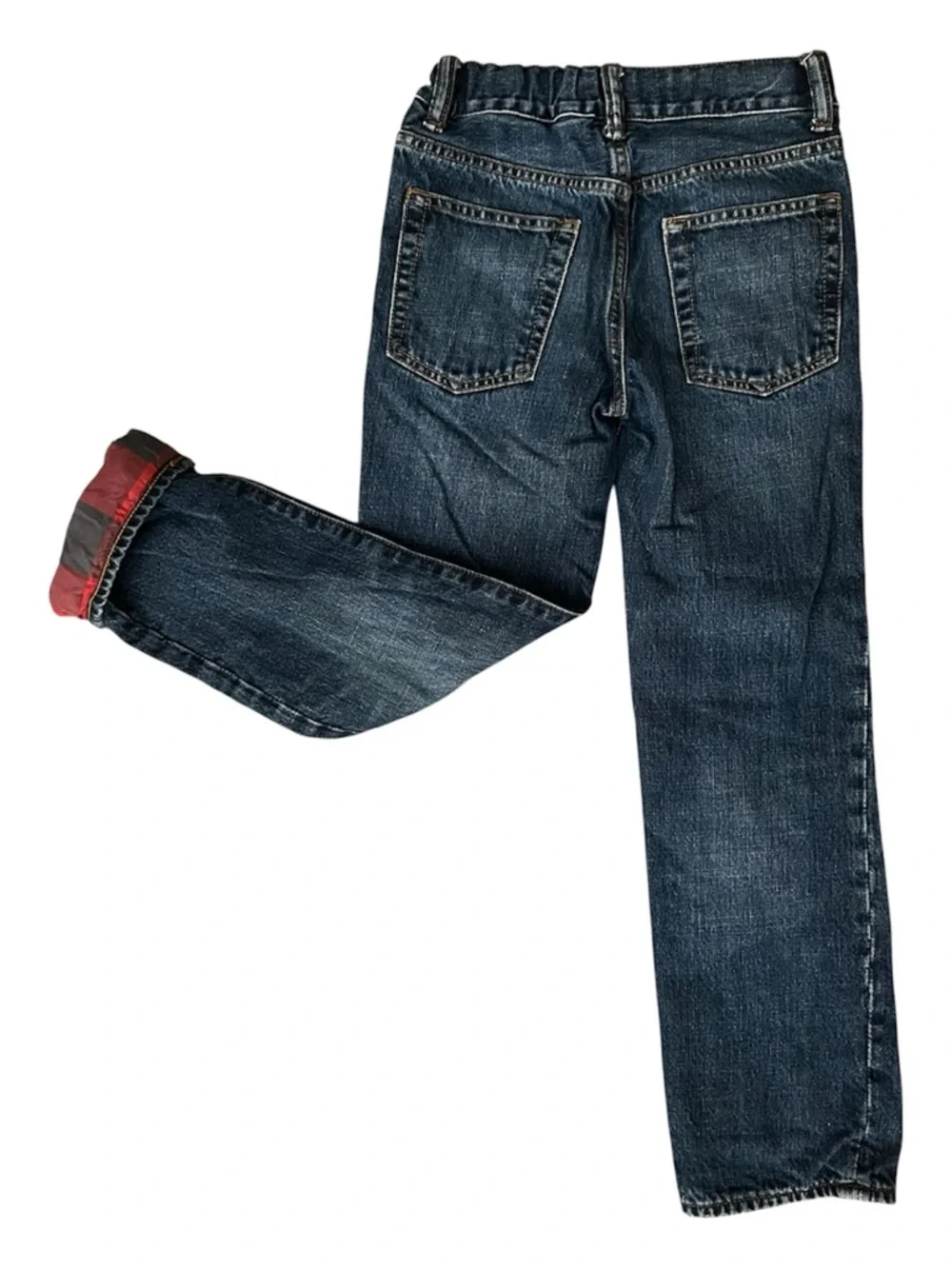 GAP Kids Dark Blue Buffalo Plaid LinedStraight Jeans
