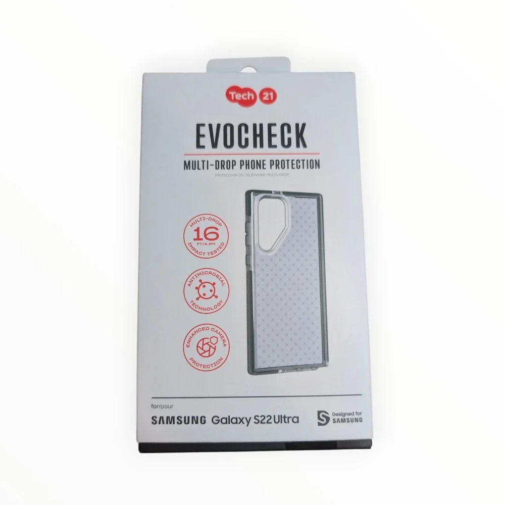 i7-O Tech21 Evo Check Case for Samsung Galaxy S22 Ultra -‎ Smokey Black
