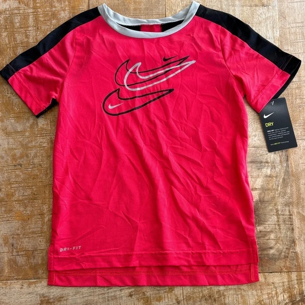 NWT Nike Red and Black Dri-FIT Tee size 7