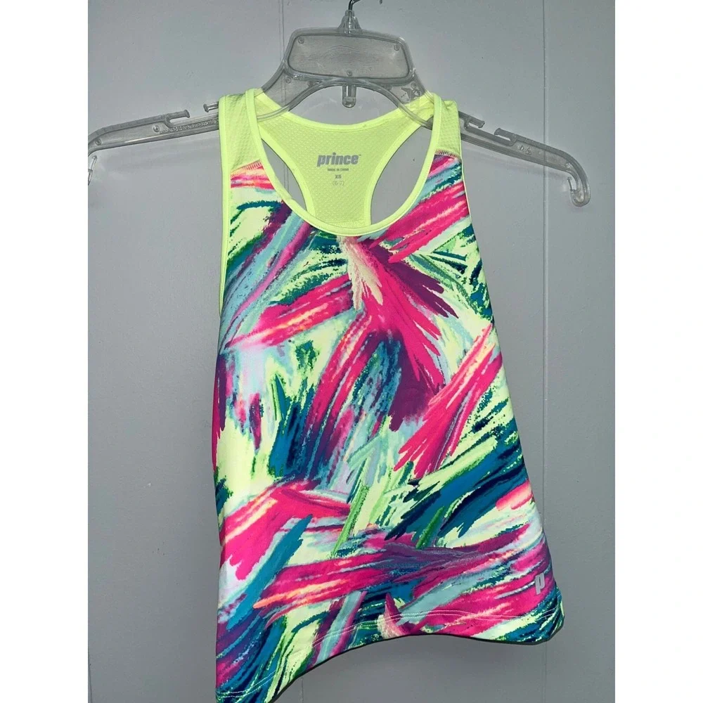 Prince Girl's Racerback Athletic Tennis Tank Size XS Textured Pink Wicking NWT‎