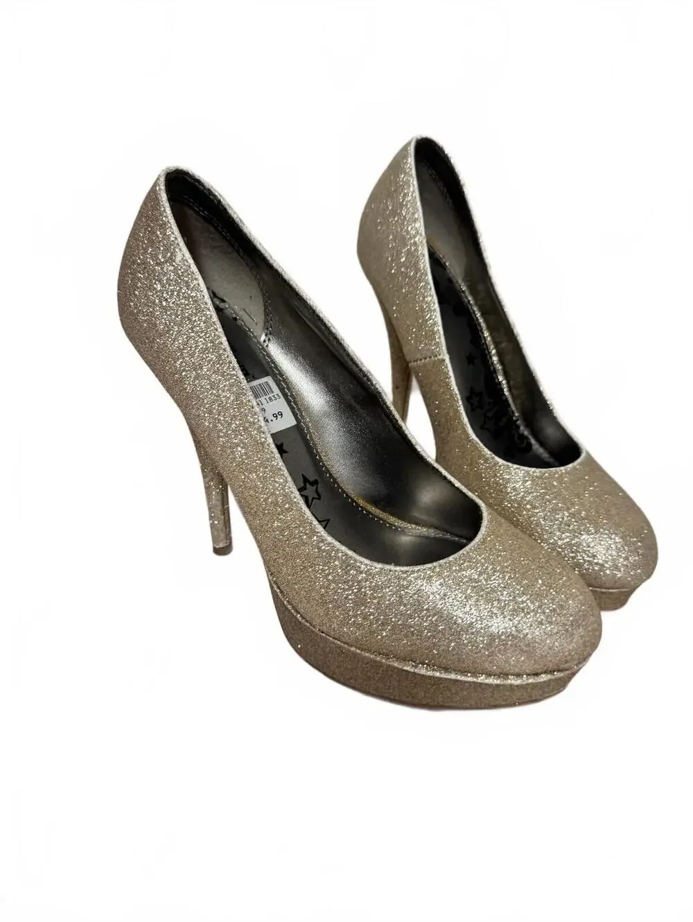 BRASH Gold Glitter Platform Stiletto Pumps Women's Size 9