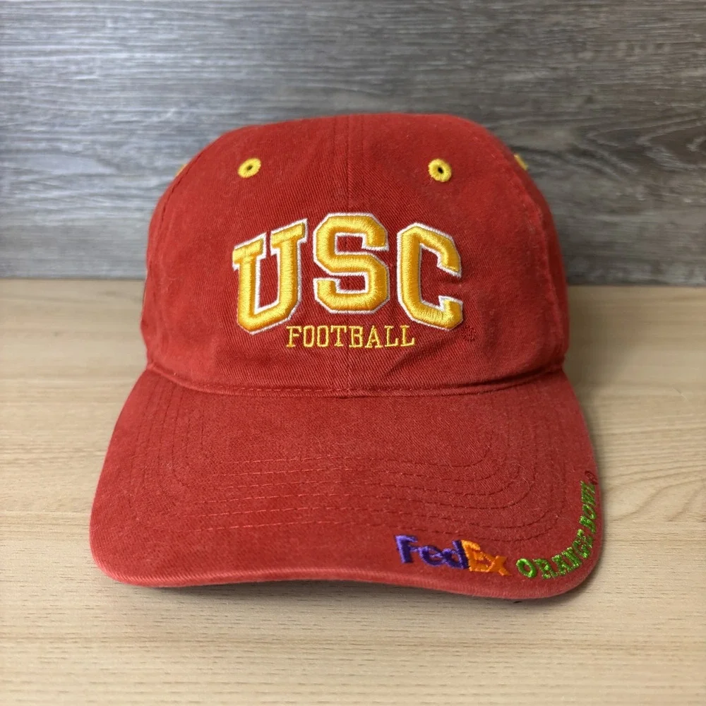 USC Trojans Hat Cap Strap Back Red Yellow NCAA Football FedEx Orange Bowl Mens