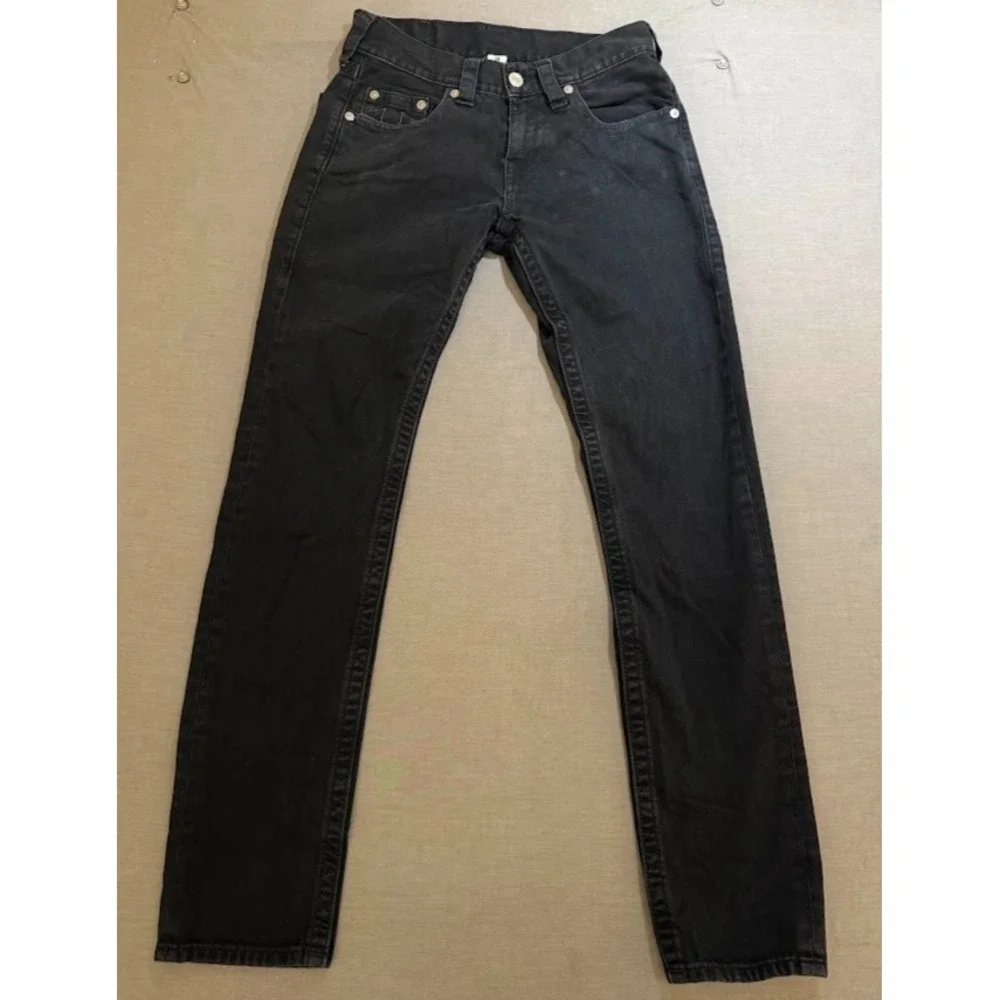 True Religion Jeans Mens 32 Black Denim Skinny‎ No Flap 32x32.