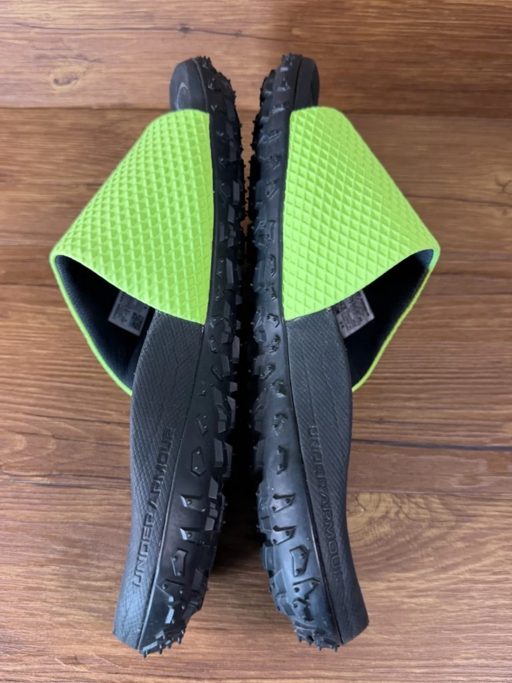 Under Armour Project Rock Fat Tire Slides Men's Size 9 Black Volt Sandals Shoes‎