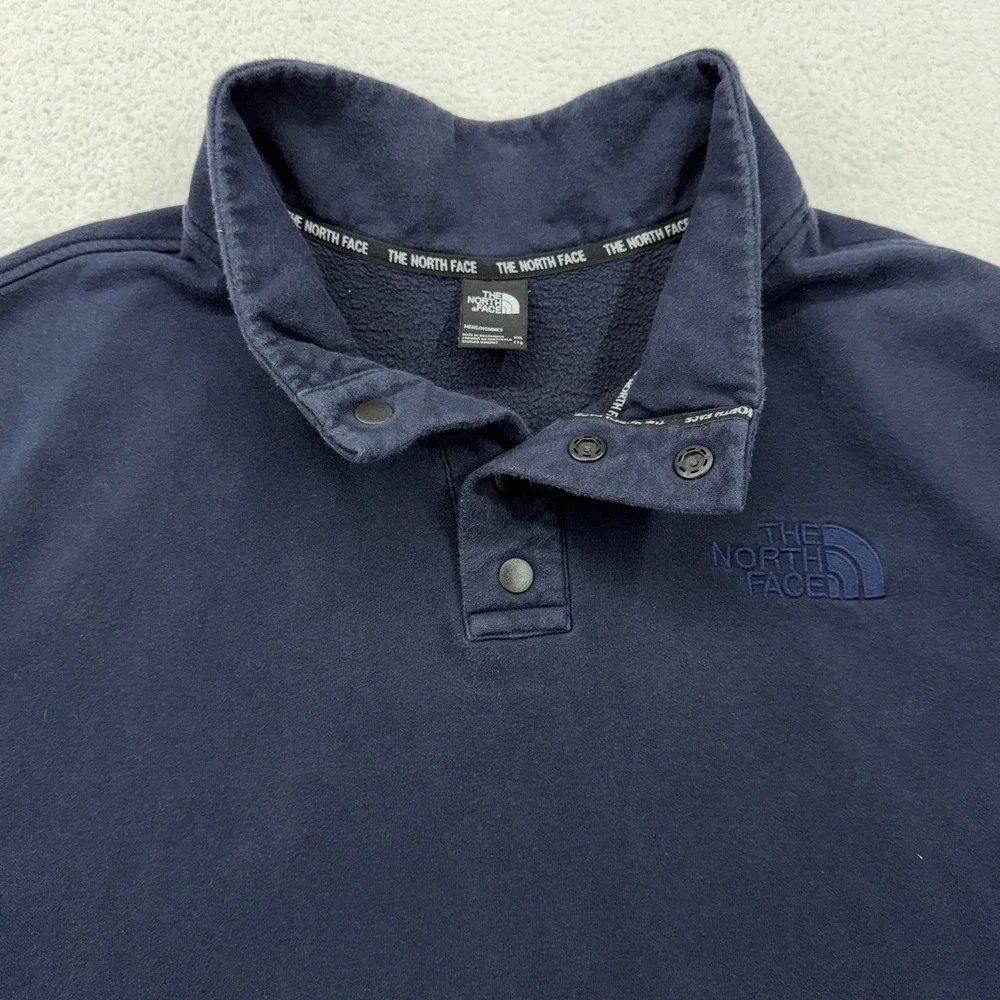 The North Face Mens Snap Neck Pullover Sweatshirt Navy Blue XXL‎