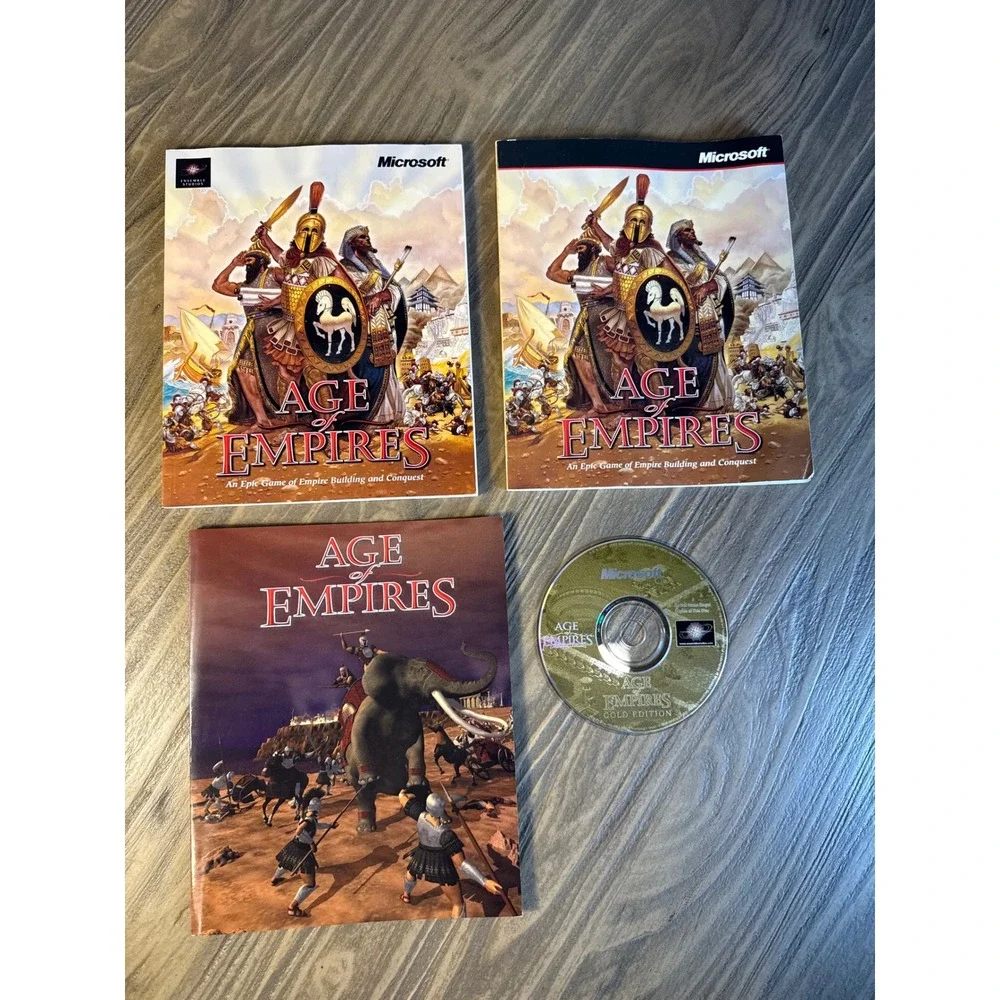 Vintage Age of Empires Gold Edition PC‎ Microsoft RTS Gaming Bundle Works