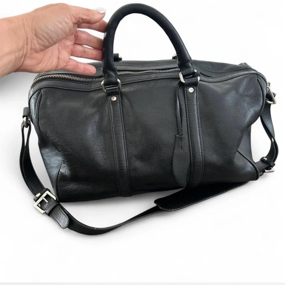 Charles Jourdan Black‎ Leather Duffel Bag
