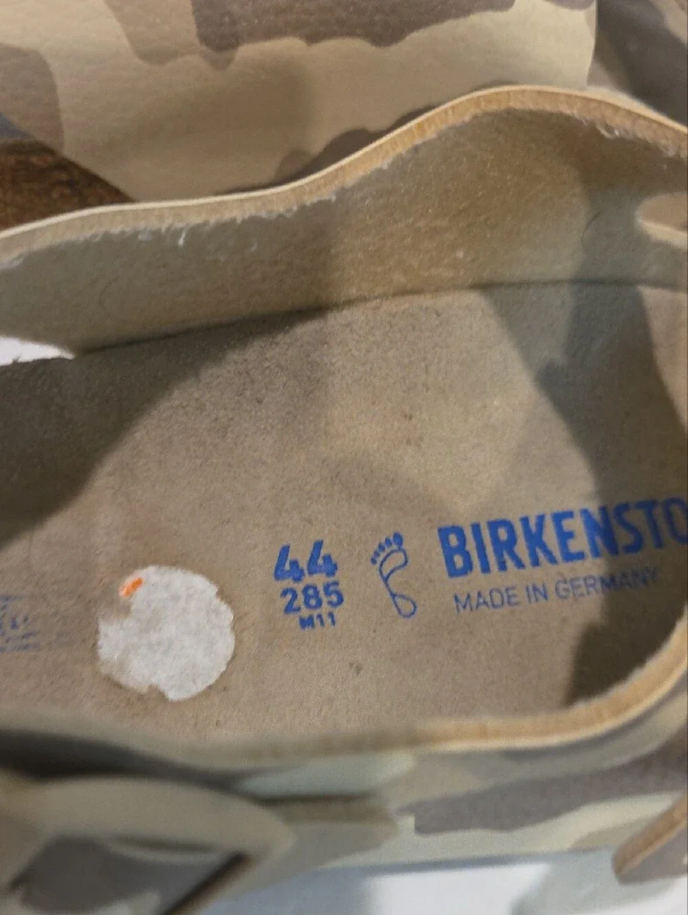 Birkenstock Mens Size 44 M11 285 Made In Germany Arizona Sandal in Beige Camo