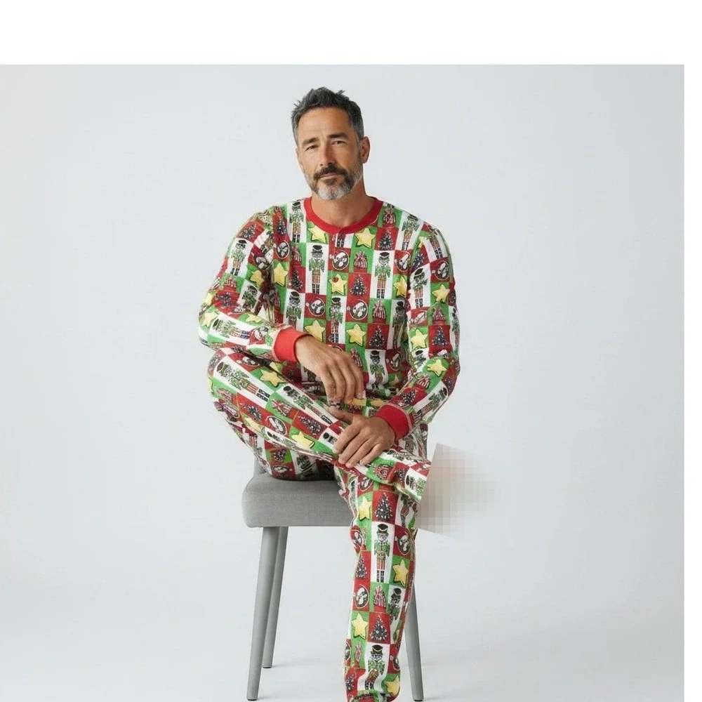 BUCKEES Pajamas Christmas‎ Nutcracker Print Onesie Sleepwear Red Green Size 3X