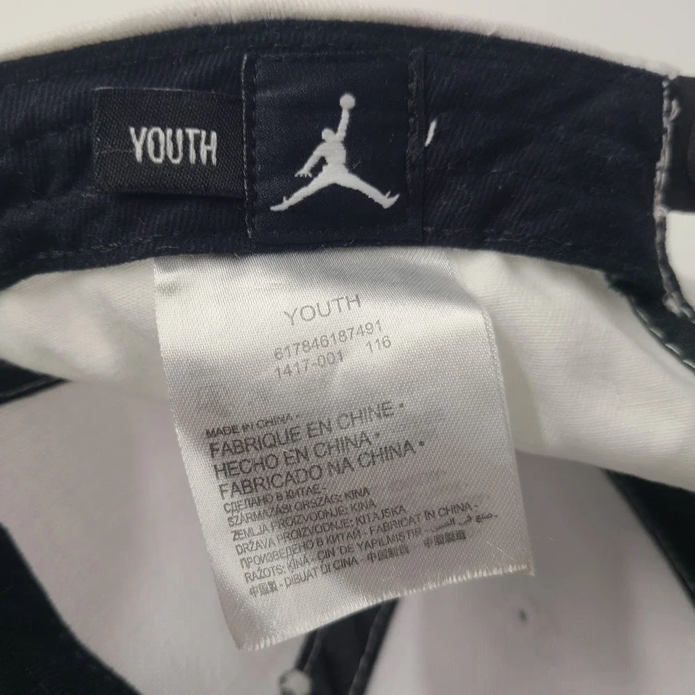 Youth Jordan Hat Snapback White Black Air Jumpman Logo Basketball‎ Casual Cotton
