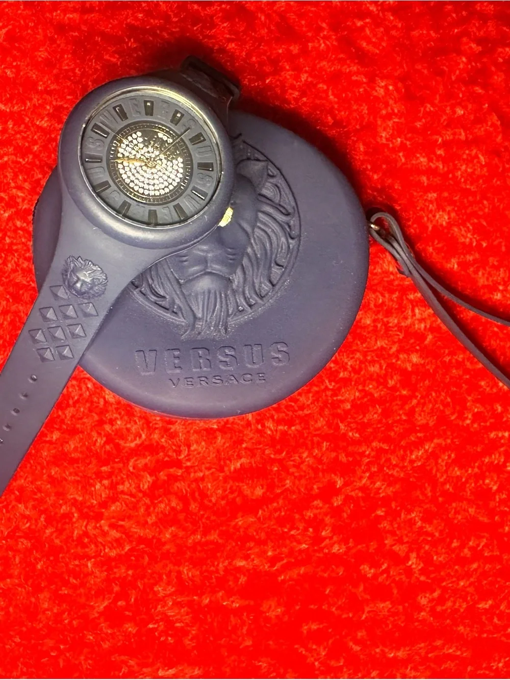 Versace Versus Navy Blue Silicone Watch with Gold Accents