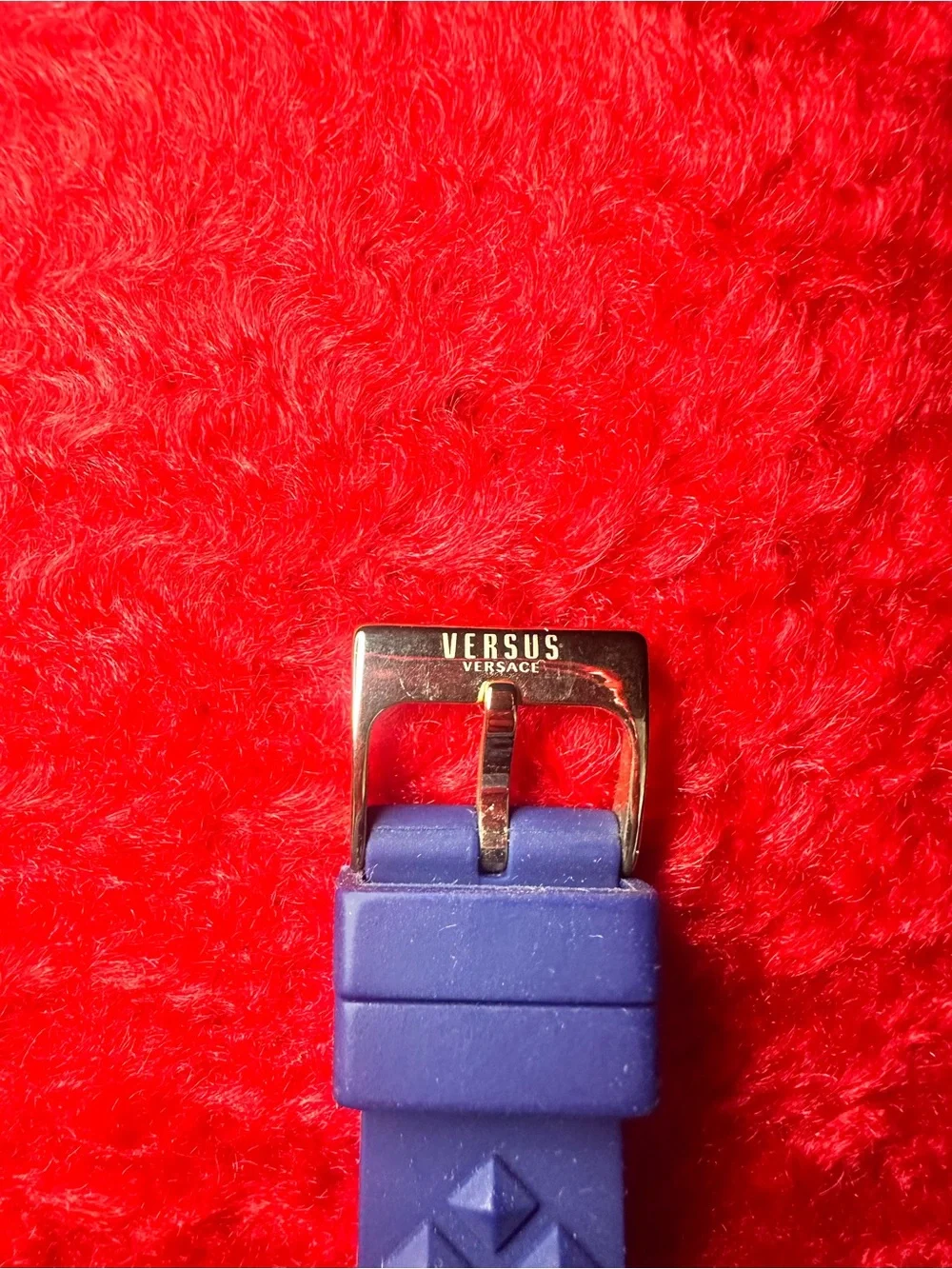 Versace Versus Navy Blue Silicone Watch with Gold Accents