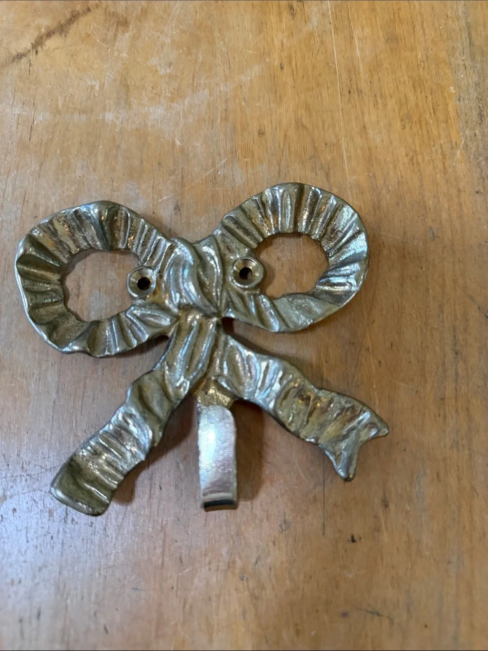 Brass Bow Wall Hook - Decorative Ribbon Hook for Home 4inch