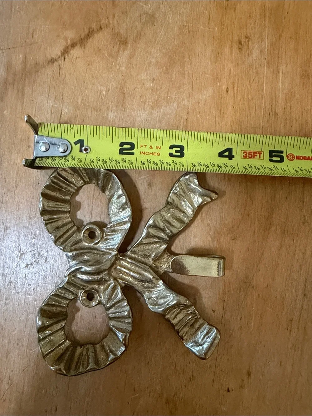 Brass Bow Wall Hook - Decorative Ribbon Hook for Home 4inch