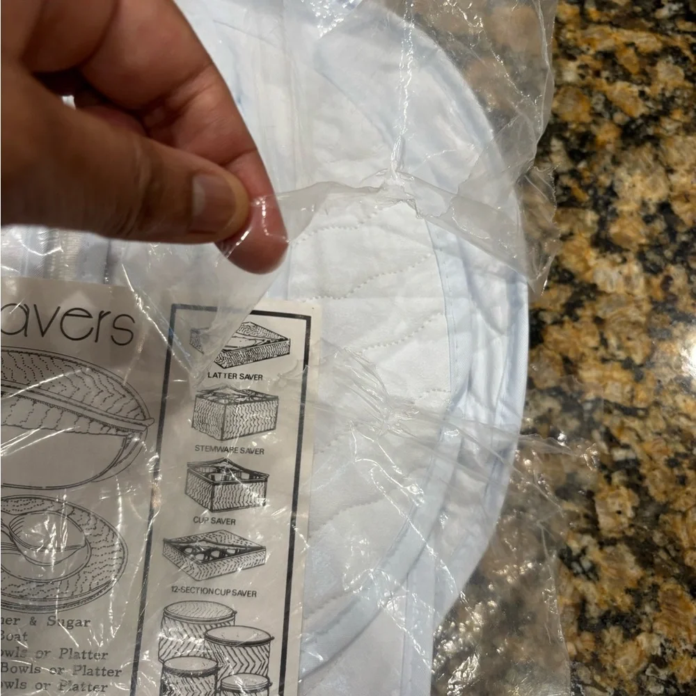 New 6pc White quilted Serving Savers