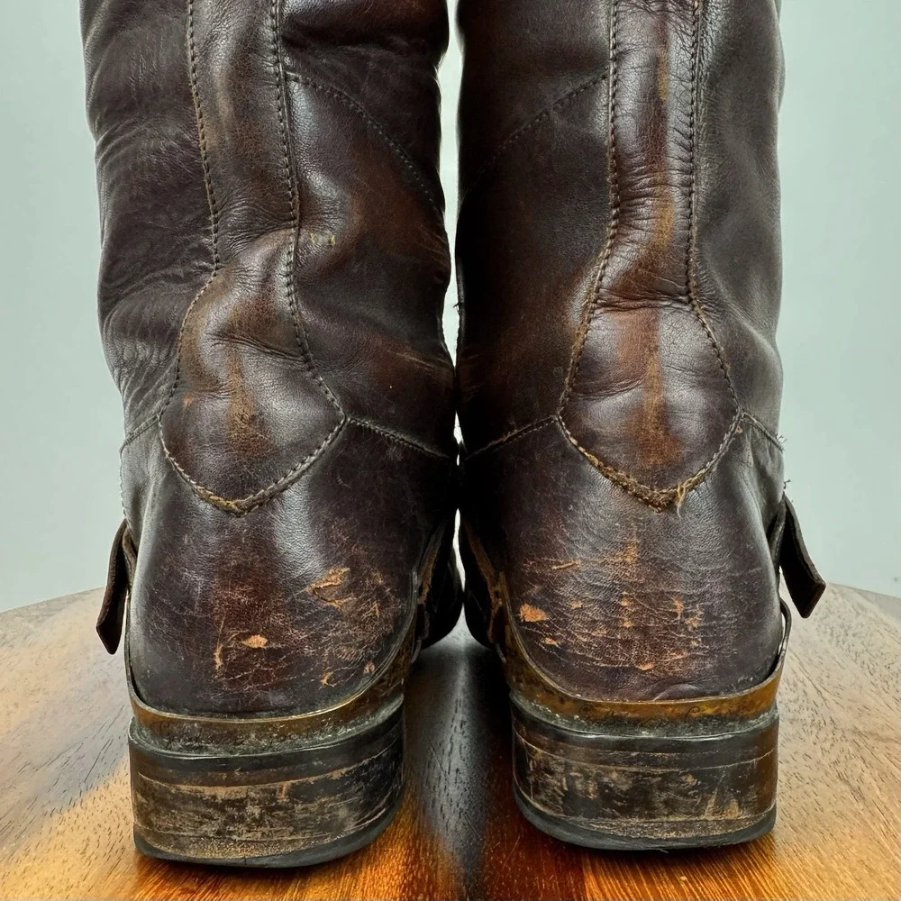 Womens Golden Goose Charlye Brown Leather Tall Knee High Riding Boots Size EU 38