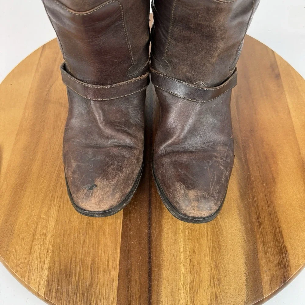 Womens Golden Goose Charlye Brown Leather Tall Knee High Riding Boots Size EU 38