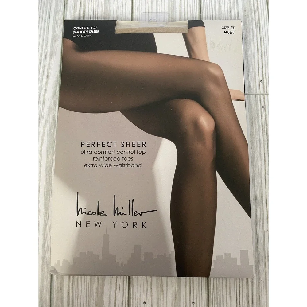 Nicole Miller New York Perfect Sheer Pantyhose Control Top‎ NIP Size EF Nude